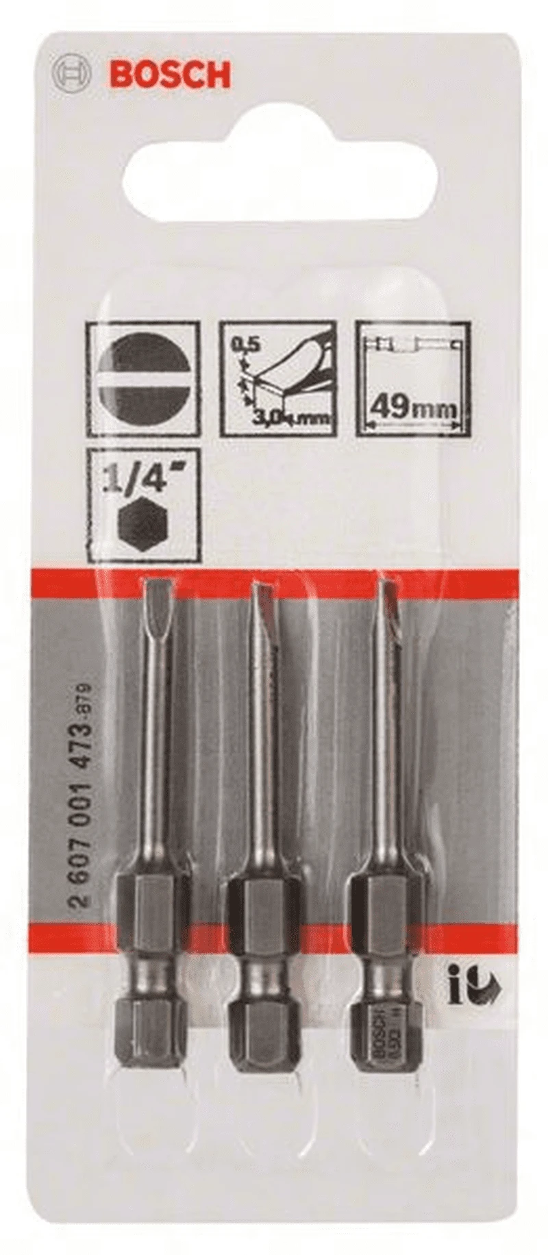 Bosch Schrauberbit Extra-Hart S 0,5 X 3,0 49 Mm 3er-Pack 2607001473 1 Bosch Schrauberbit Extra-Hart S 0,5 X 3,0 49 Mm 3er-Pack 2607001473