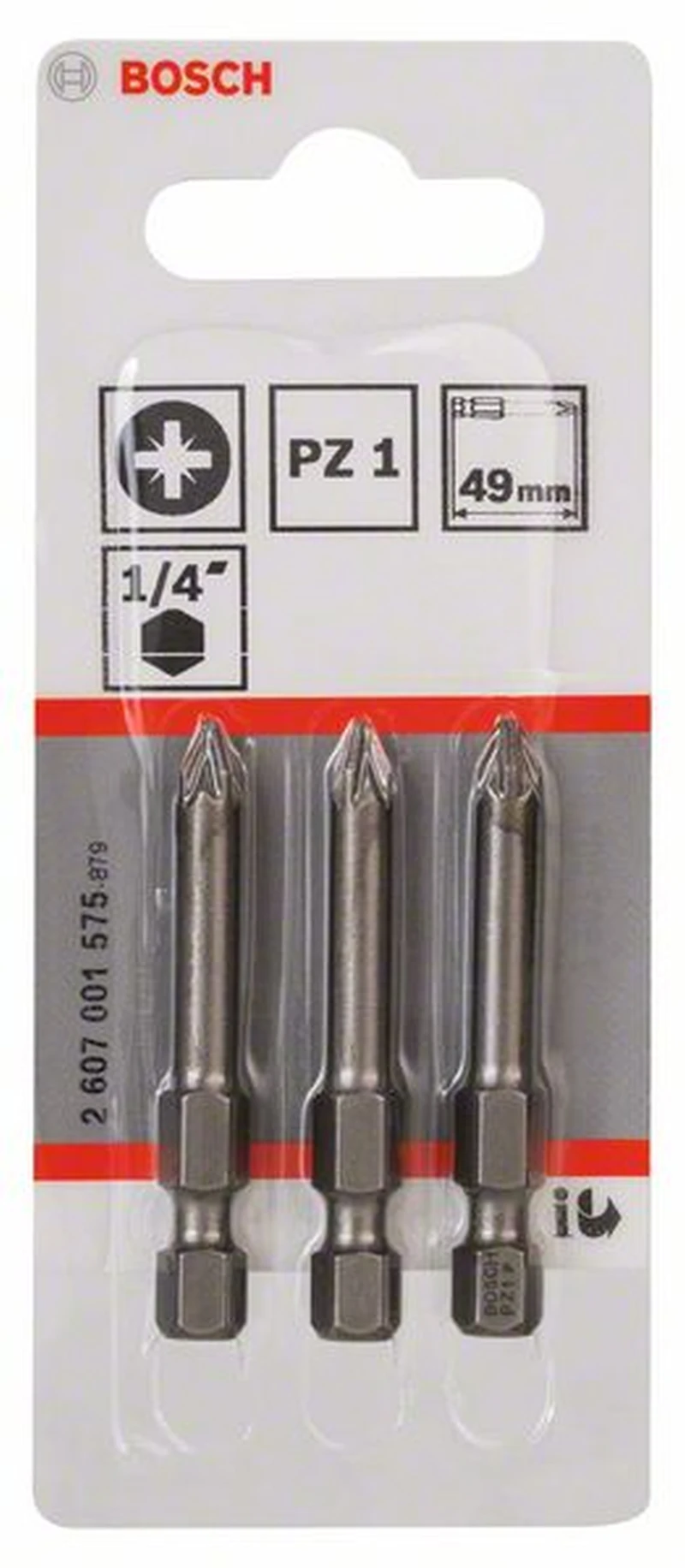 Bosch Schrauberbit Extra-Hart PZ 1 49 Mm 3er-Pack 2607001575 1 Bosch Schrauberbit Extra-Hart PZ 1 49 Mm 3er-Pack 2607001575