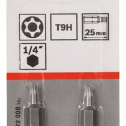 Bosch Security-Torx-Schrauberbit Extra-Hart T9H 25 Mm 2er-Pack 2608522008