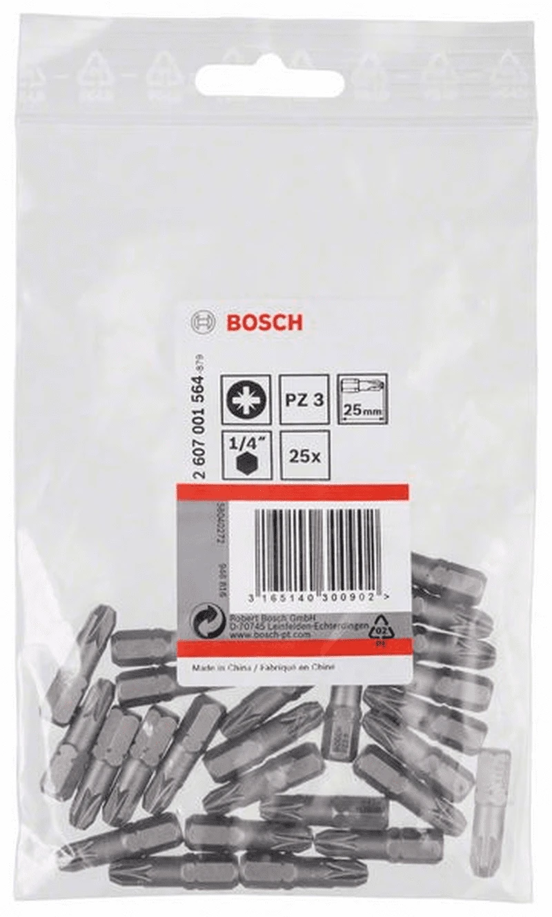 Bosch Schrauberbit Extra-Hart PZ 3 25 Mm 25er-Pack 2607001564 1 Bosch Schrauberbit Extra-Hart PZ 3 25 Mm 25er-Pack 2607001564