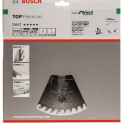 Bosch Kreissägeblatt Top Precision Best For Wood 216 X 30 X 2,3 Mm 48 2608642101
